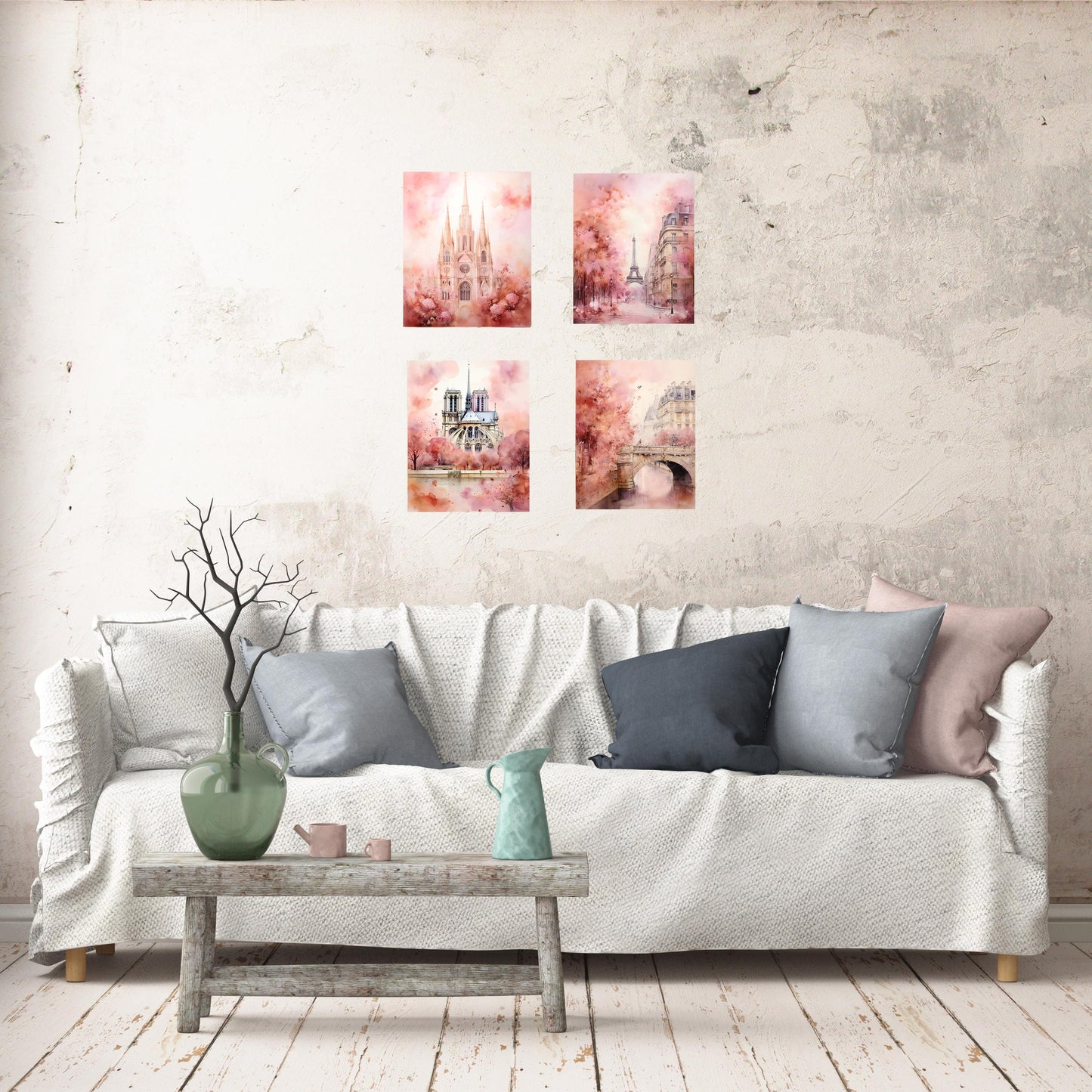 Set of 4  8x10 Classic Paris Wall Art Canvas Print, Contemporary Wall Art