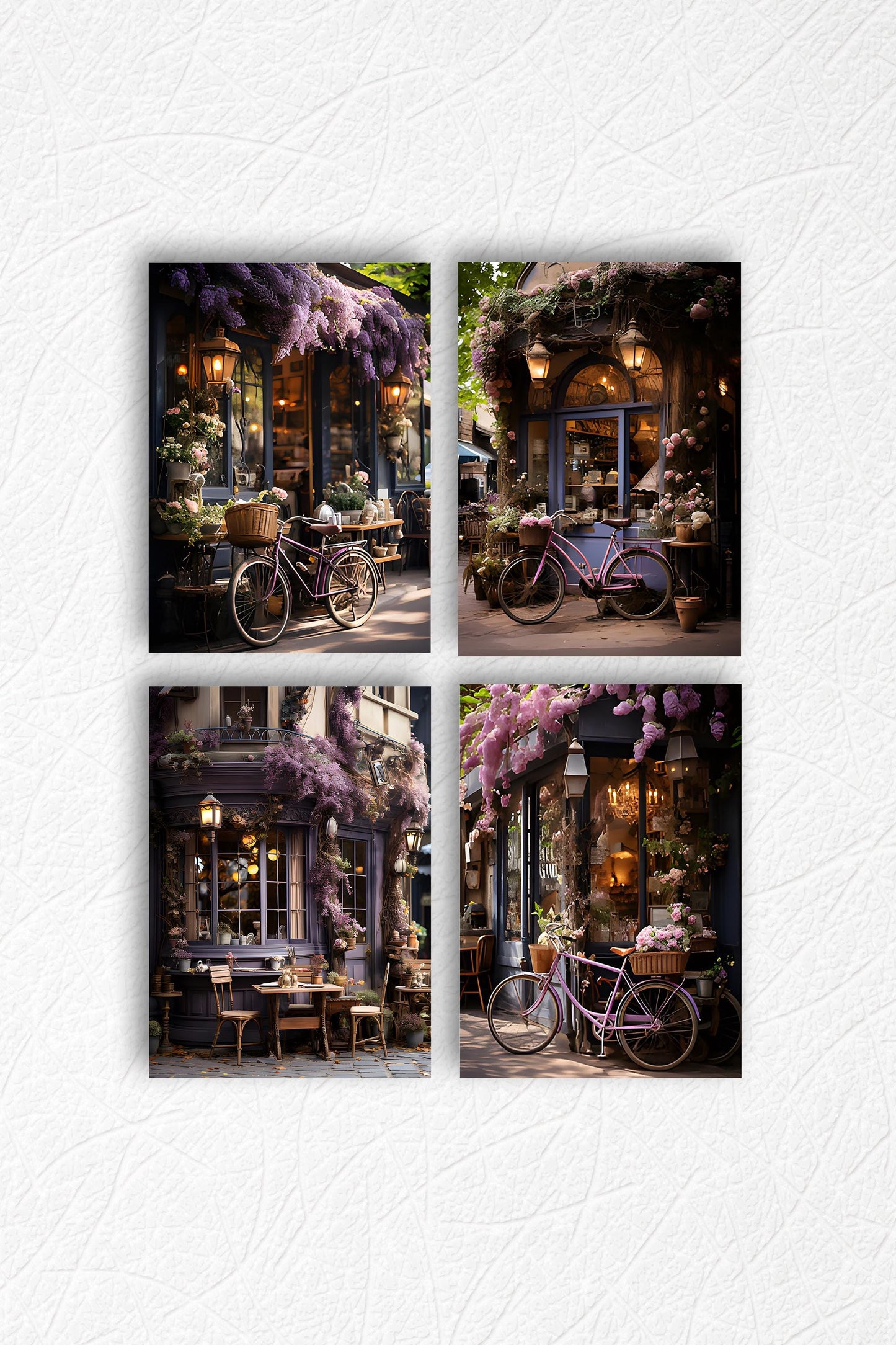 Set of 4  8x10 Cafe in Spring Wall Art, Canvas Prints, Contemporary Wall Art