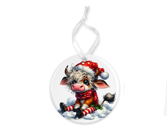 Cow Elf Christmas Ornament, Ceramic Christmas Ornament, Christmas Decorations