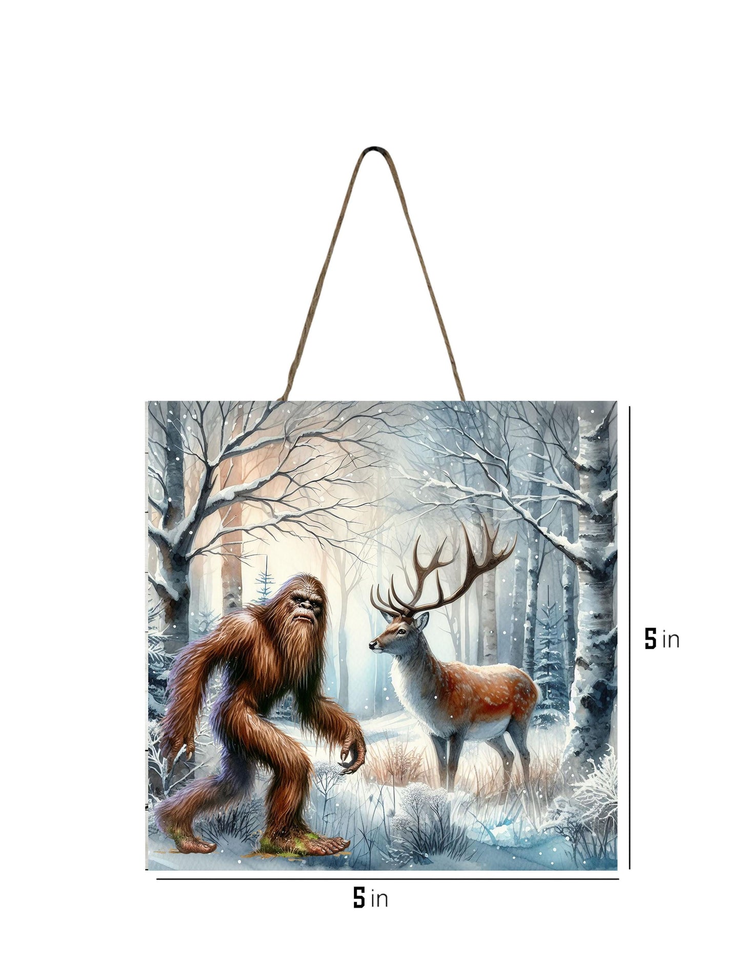 Bigfoot and Deer Christmas Ornament, Tier Tray Decor, Wreath Sign, Mini Sign, Door Hanger