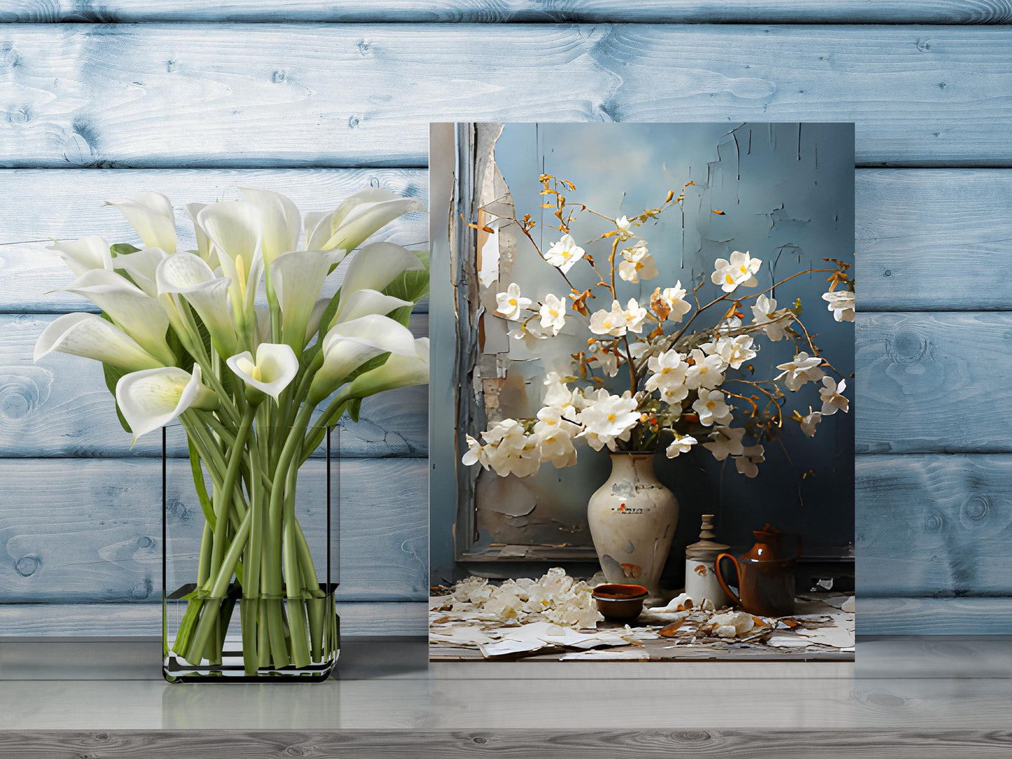 11x14 White Petal Drop Wall Art Canvas Print