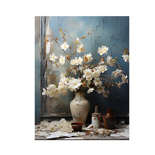 11x14 White Petal Drop Wall Art Canvas Print