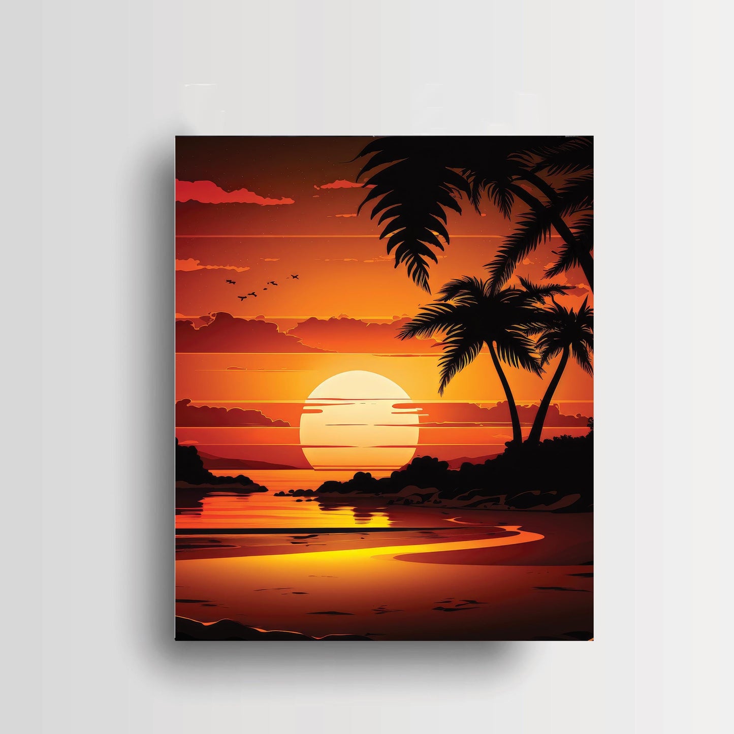 11x14 Palm Beach Sunset Beach Coastal Canvas Wall Art