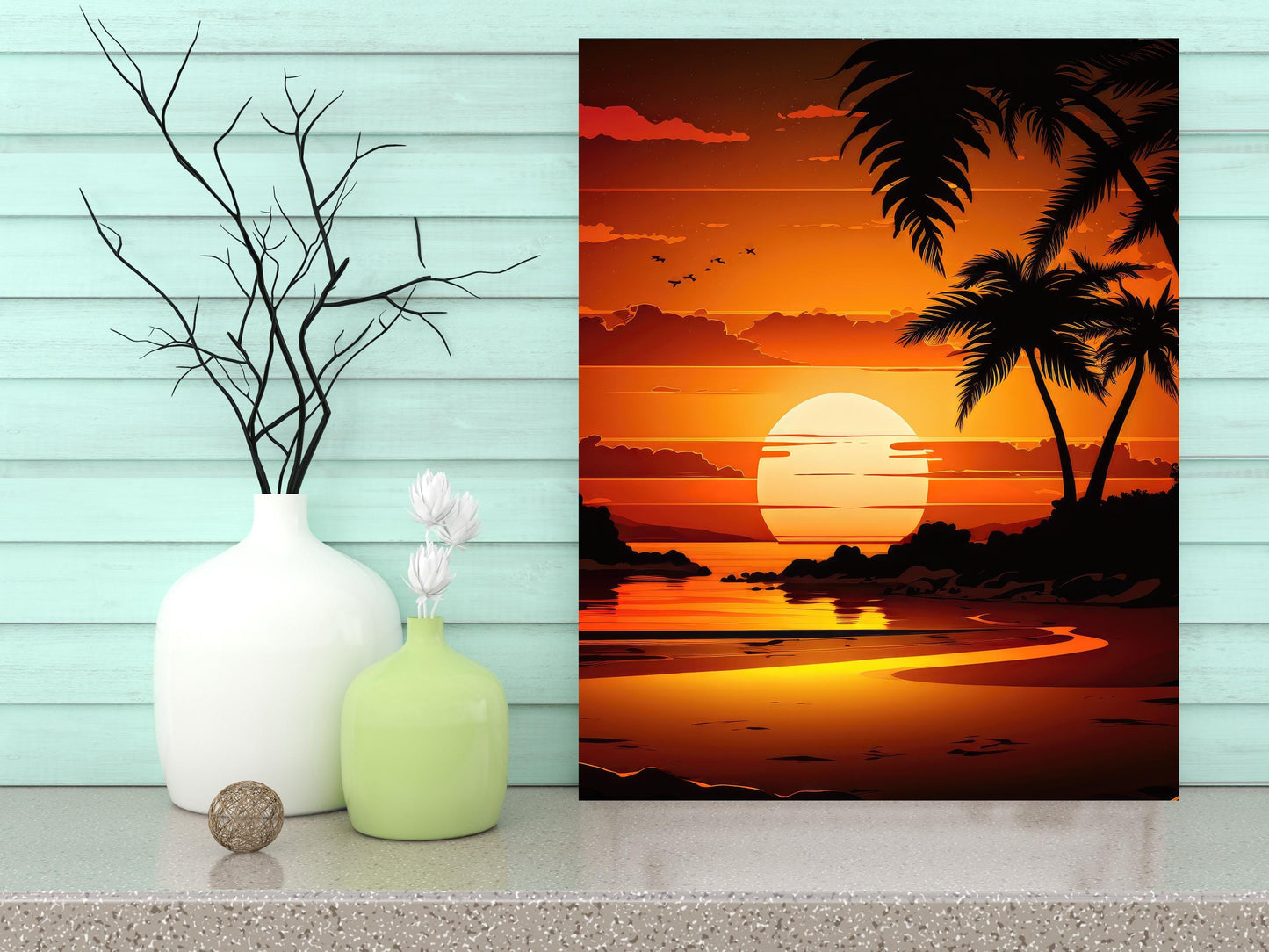 11x14 Palm Beach Sunset Beach Coastal Canvas Wall Art