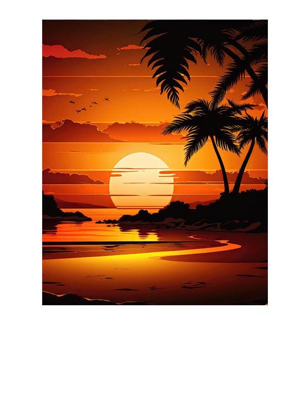 11x14 Palm Beach Sunset Beach Coastal Canvas Wall Art