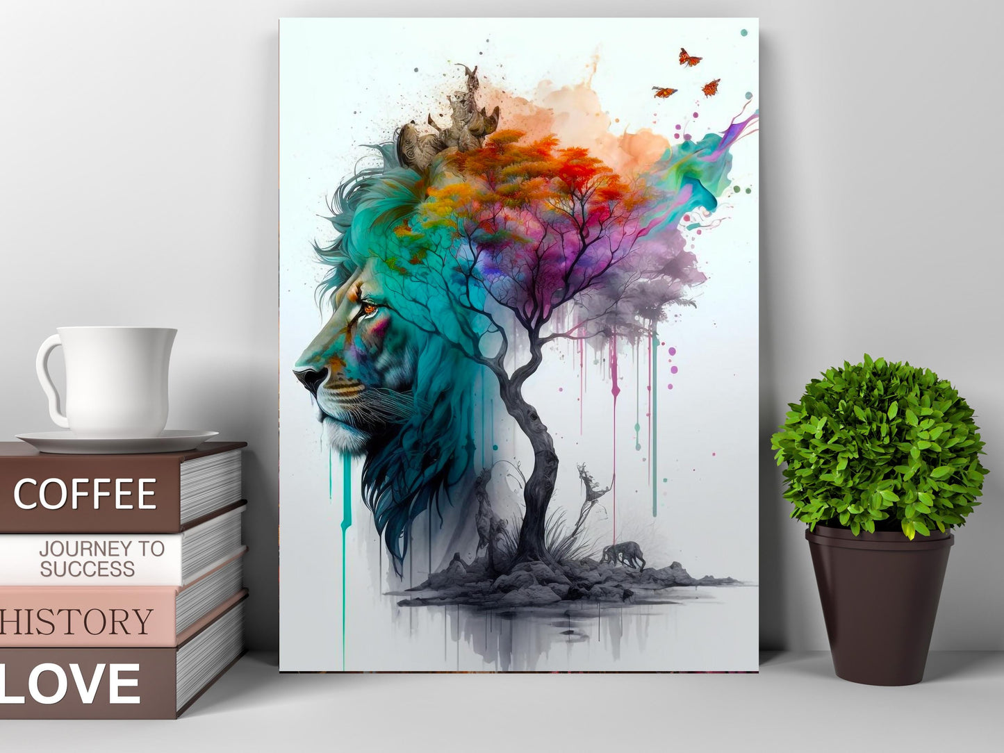 New Release, 11x14 Lion Abstract Wall Art Canvas Print