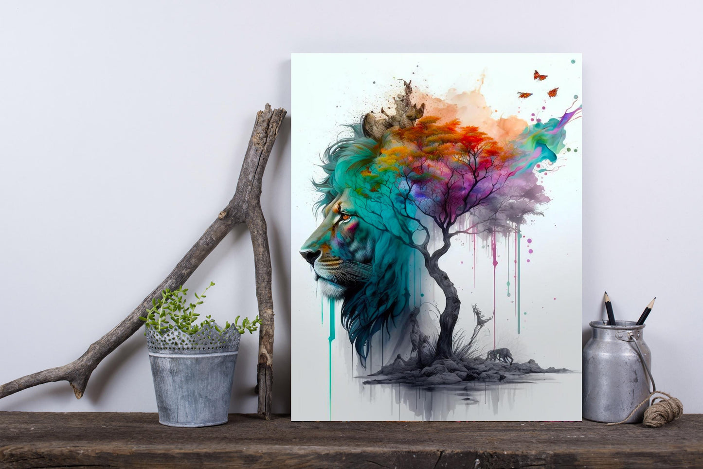 New Release, 11x14 Lion Abstract Wall Art Canvas Print