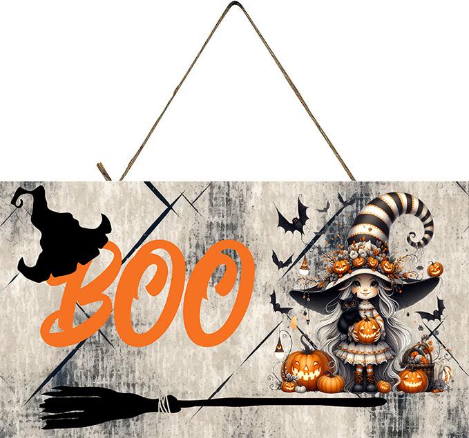 Halloween Witch Boo Wood Sign, Wood Decorative Wall Signs, 5" x 10" Wood Wall Decor, Hanging Wall Sign