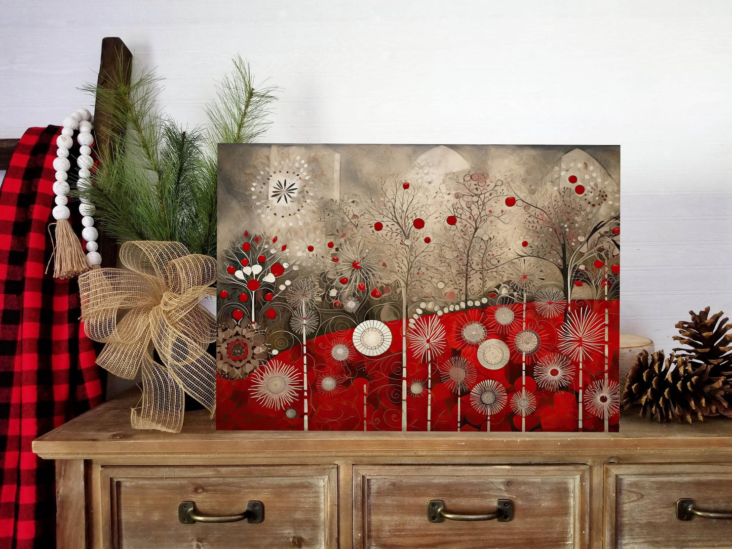 20x16 Christmas in Red Wall Art Canvas Print