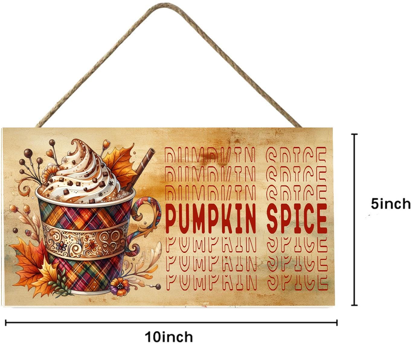 Pumpkin Spice Wood Sign, Wood Decorative Wall Signs, 5" x 10" Wood Wall Decor, Hanging Wall Sign