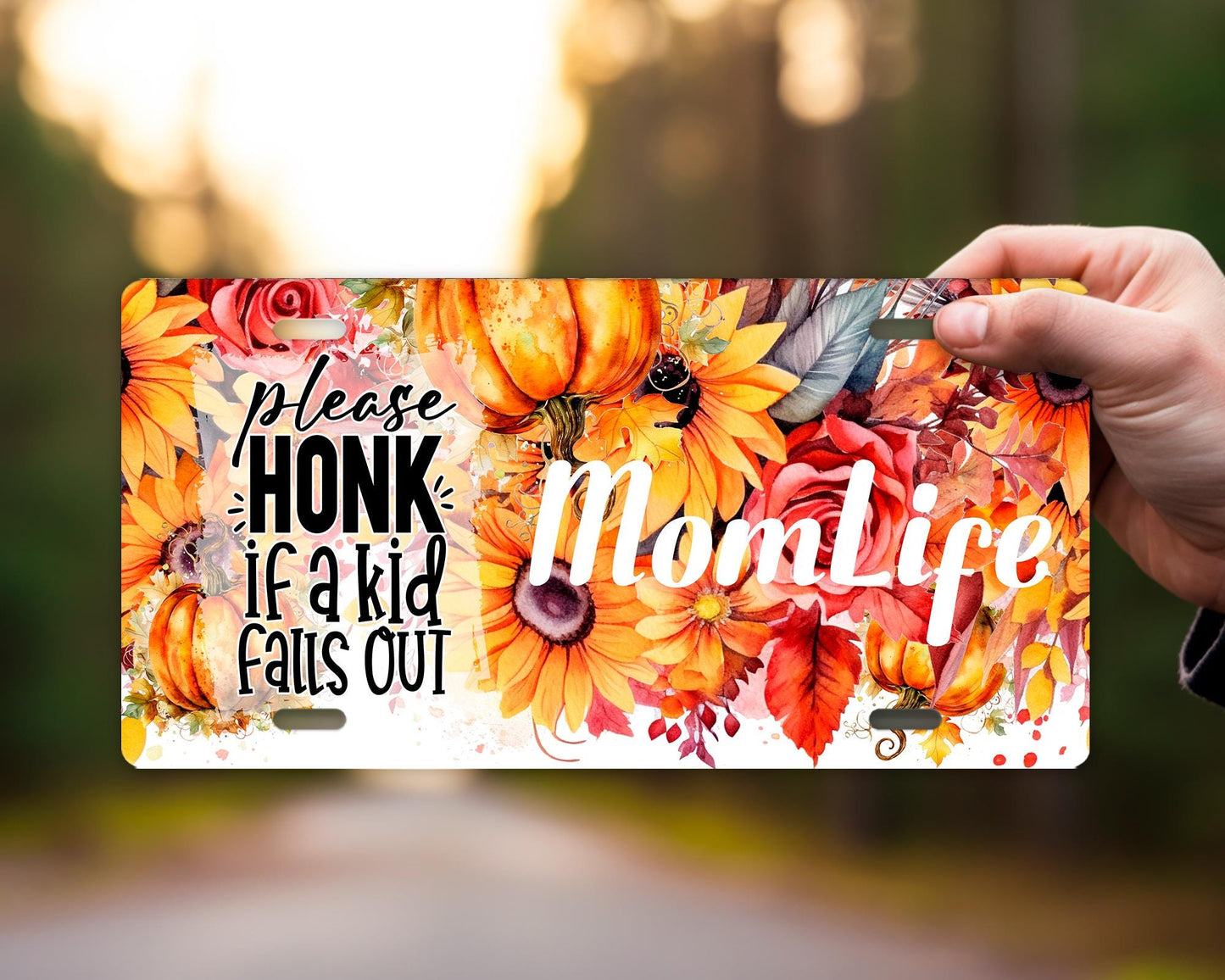 Vanity Front License Plate, Please Honk if a Kids Fall Out  Momlife Aluminum Vanity License Plate Car Accessory Decorative Front Plate