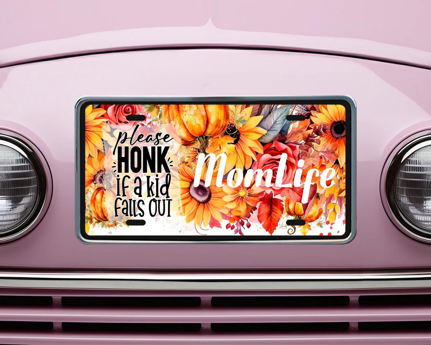 Vanity Front License Plate, Please Honk if a Kids Fall Out  Momlife Aluminum Vanity License Plate Car Accessory Decorative Front Plate