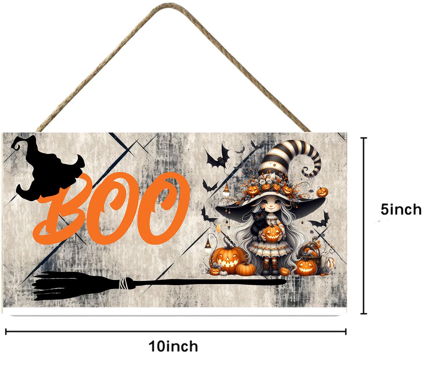 Halloween Witch Boo Wood Sign, Wood Decorative Wall Signs, 5" x 10" Wood Wall Decor, Hanging Wall Sign