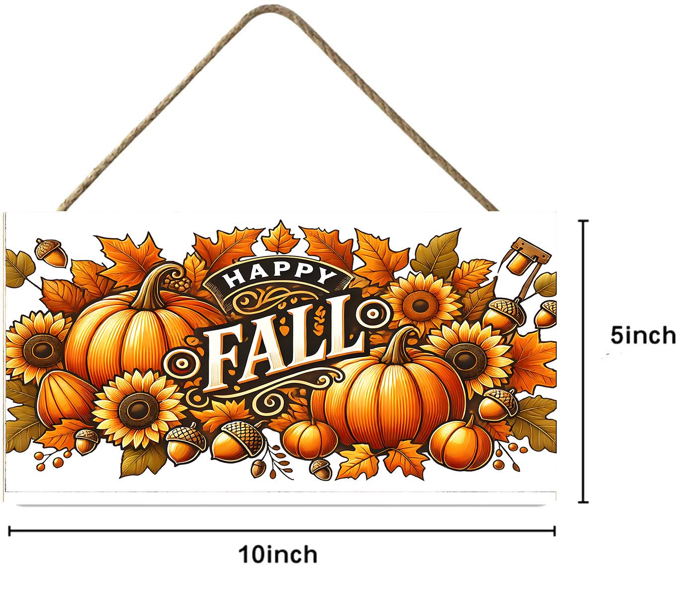 Happy Fall Acorns and Pumpkins Wood Sign, Wood Decorative Wall Signs, 5" x 10" Wood Wall Decor, Hanging Wall Sign