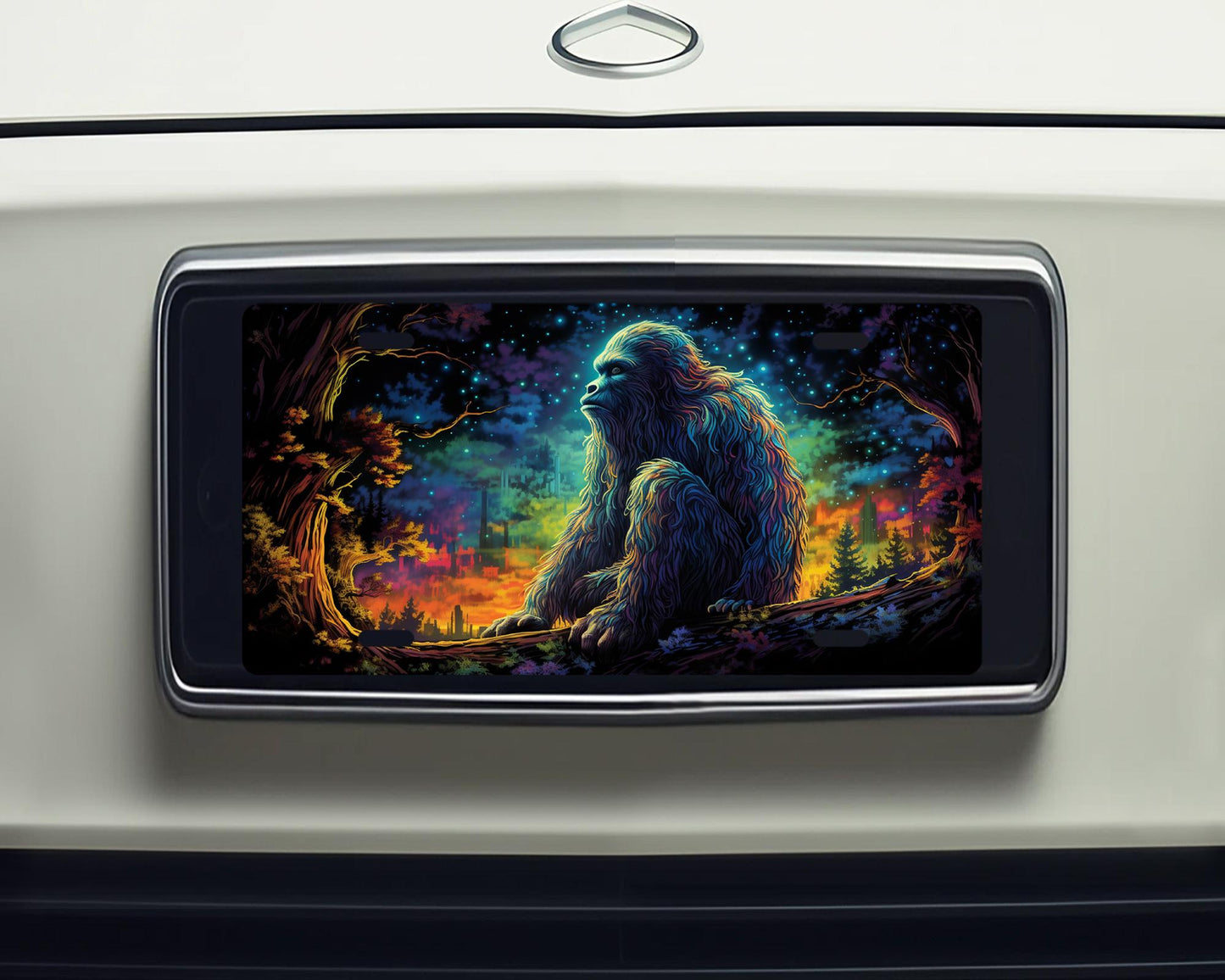 Vanity Front License Plate, Sasquatch Sitting Aluminum Vanity License Plate Car Accessory Decorative Front Plate