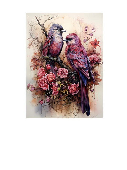 11x14 Raspberry Birds Wall Art Canvas Print