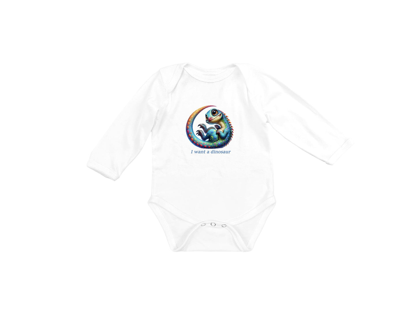 Baby Bodysuit, I Want a Dinosaur One Piece Baby Suit, Baby Gift, Long / Short Sleeve, 0-18 Months size