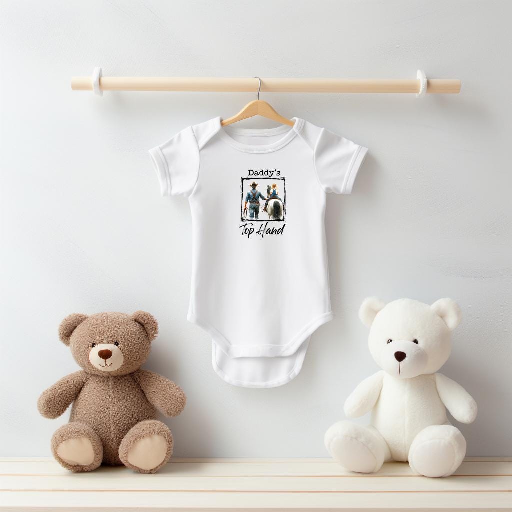 Baby Bodysuit, Daddy's Top Hand One Piece Baby Suit, Baby Gift, Long / Short Sleeve, 0-18 Months size