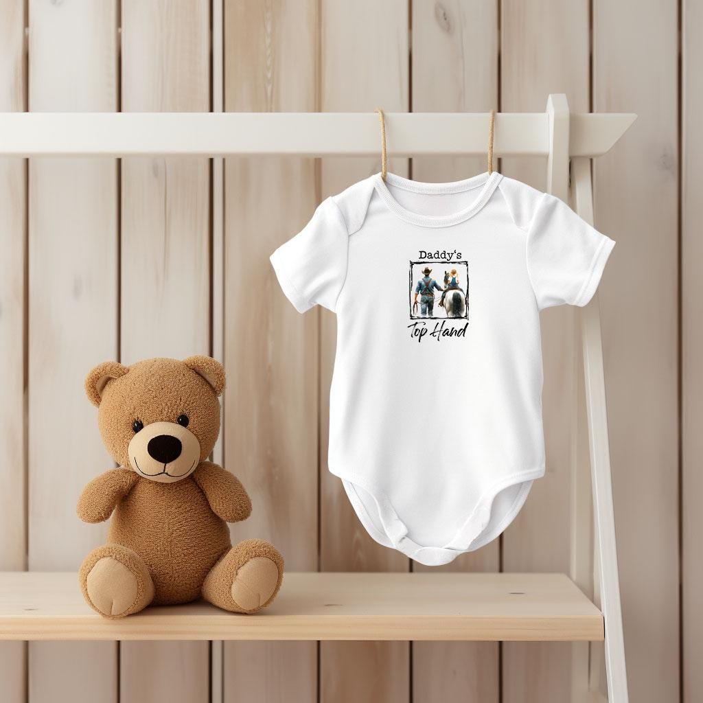 Baby Bodysuit, Daddy's Top Hand One Piece Baby Suit, Baby Gift, Long / Short Sleeve, 0-18 Months size