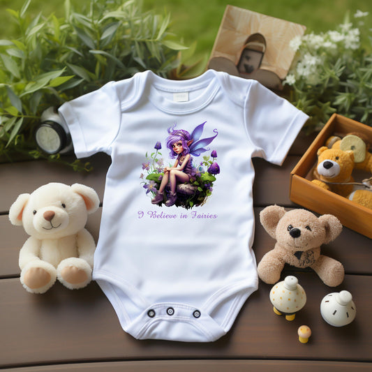 Baby Bodysuit, Mommy, I Believe in Fairies One Piece Baby Suit, Baby Gift, Long / Short Sleeve, 0-18 Months size