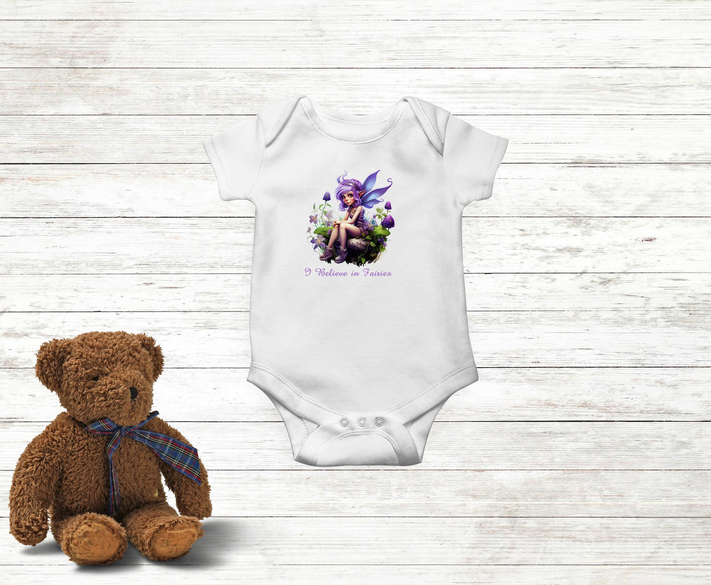 Baby Bodysuit, Mommy, I Believe in Fairies One Piece Baby Suit, Baby Gift, Long / Short Sleeve, 0-18 Months size