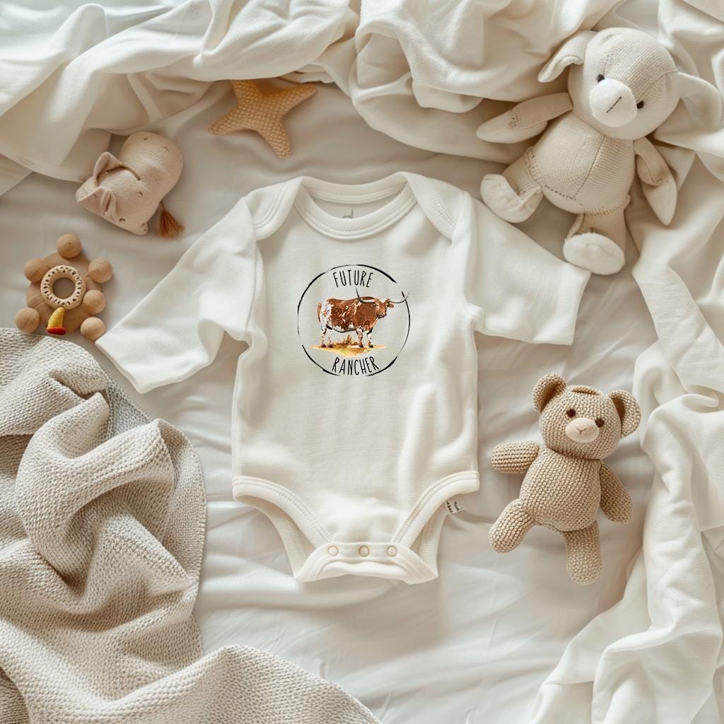 Baby Bodysuit, Future Rancher One Piece Baby Suit, Baby Gift, Long / Short Sleeve, 0-18 Months size