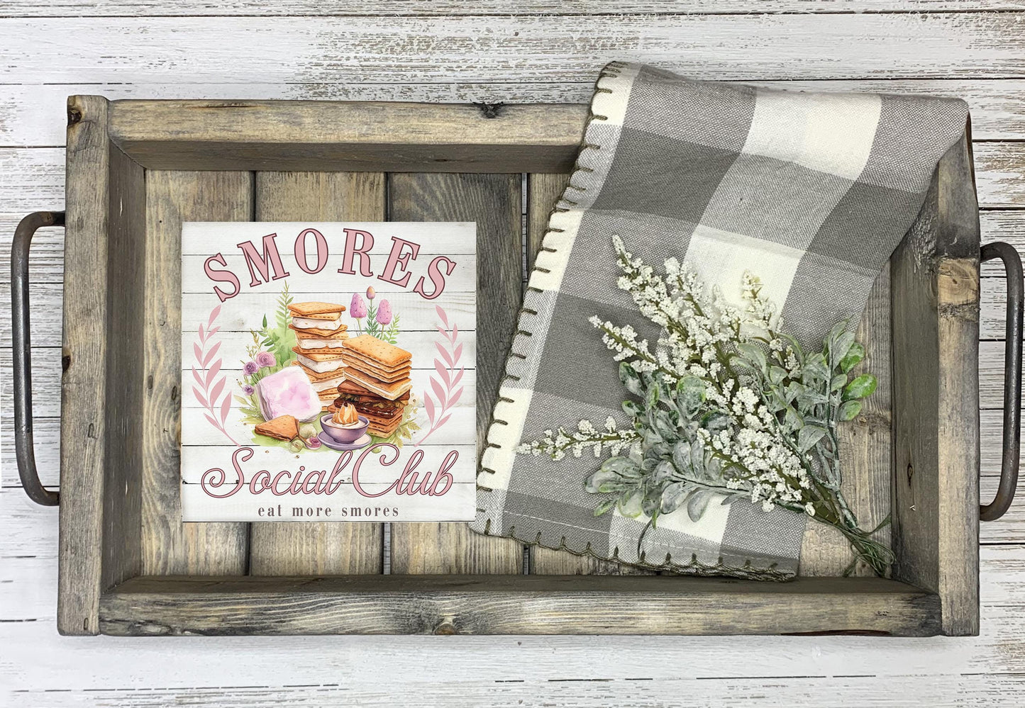 Smore's Social Club Printed Handmade Wood  Mini Sign