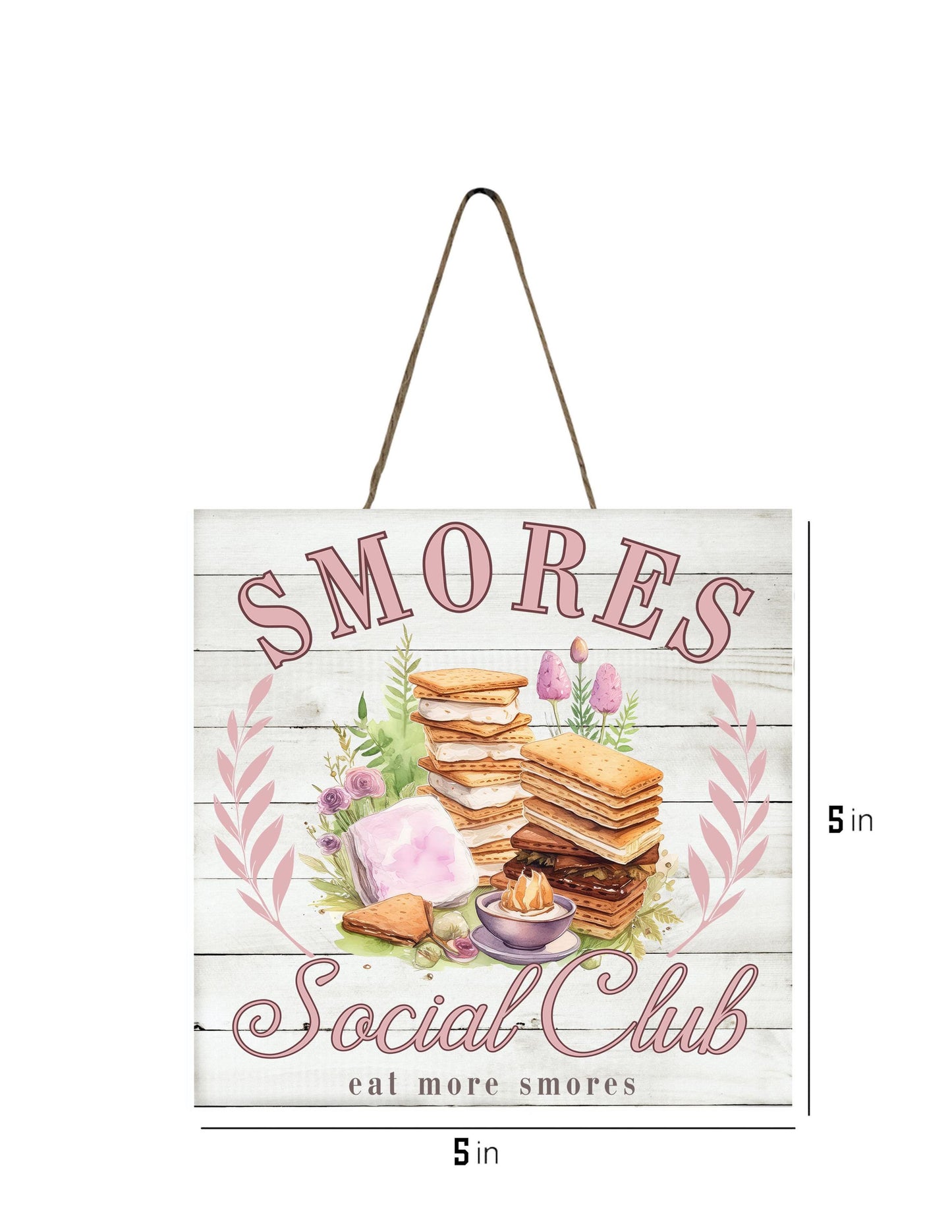 Smore's Social Club Printed Handmade Wood  Mini Sign