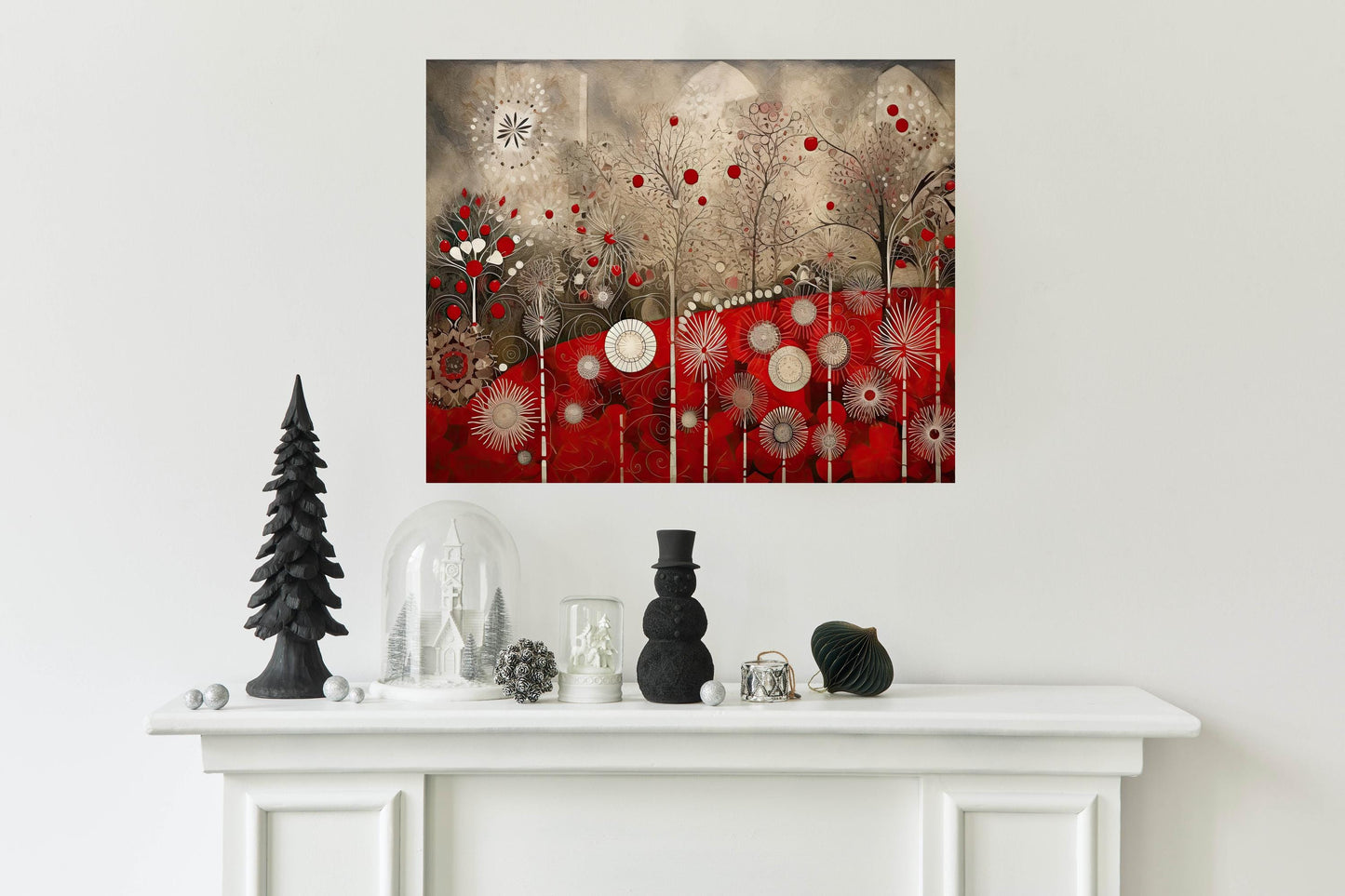 20x16 Christmas in Red Wall Art Canvas Print