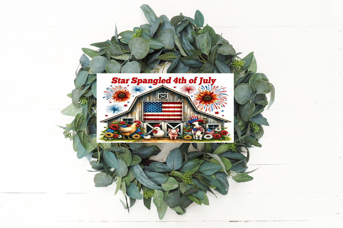 Star Spangled 4th of July Wood Sign, Wood Decorative Wall Signs, 5" x 10" Wood Wall Decor, Hanging Wall Sign