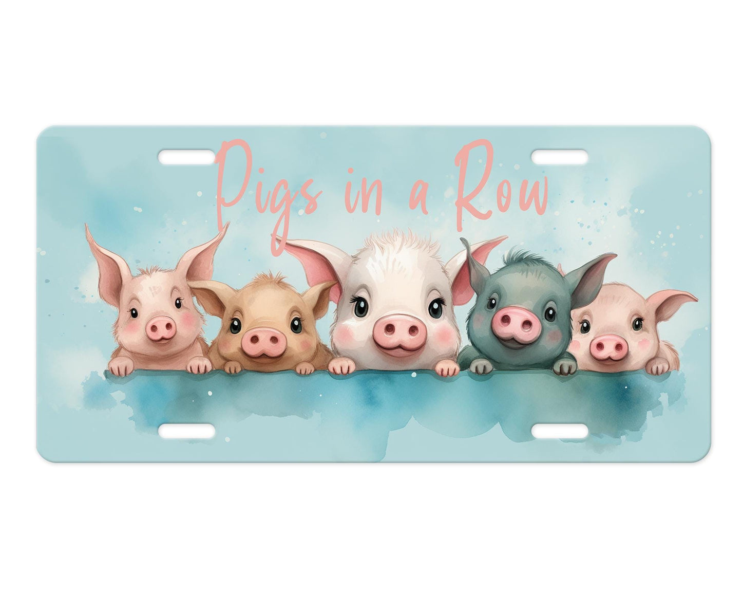 Vanity Front License Plate, Pigs in a Row Aluminum Vanity License Plate Car Accessory Decorative Front Plate