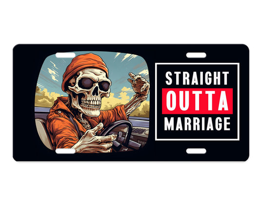 Funny Vanity License Plate, Straight Outta Marriage Aluminum Vanity License Plate Car Accessory Decorative Front Plate