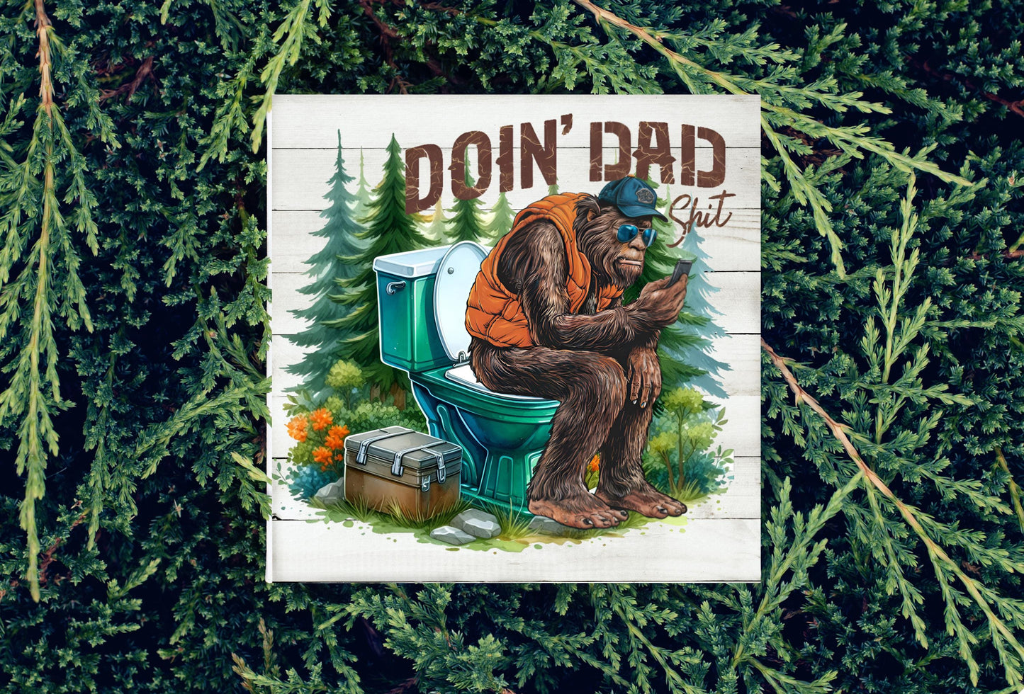 Bigfoot Doing Dad Shit Hanging Wall Mini Sign Wood Home Decor, Door Hanger, Wreath Sign