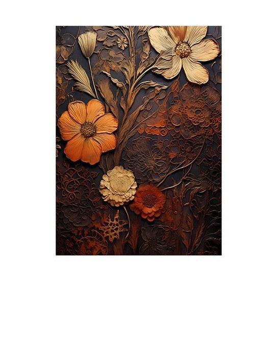 11x14 Rust Floral Wall Art Canvas Print