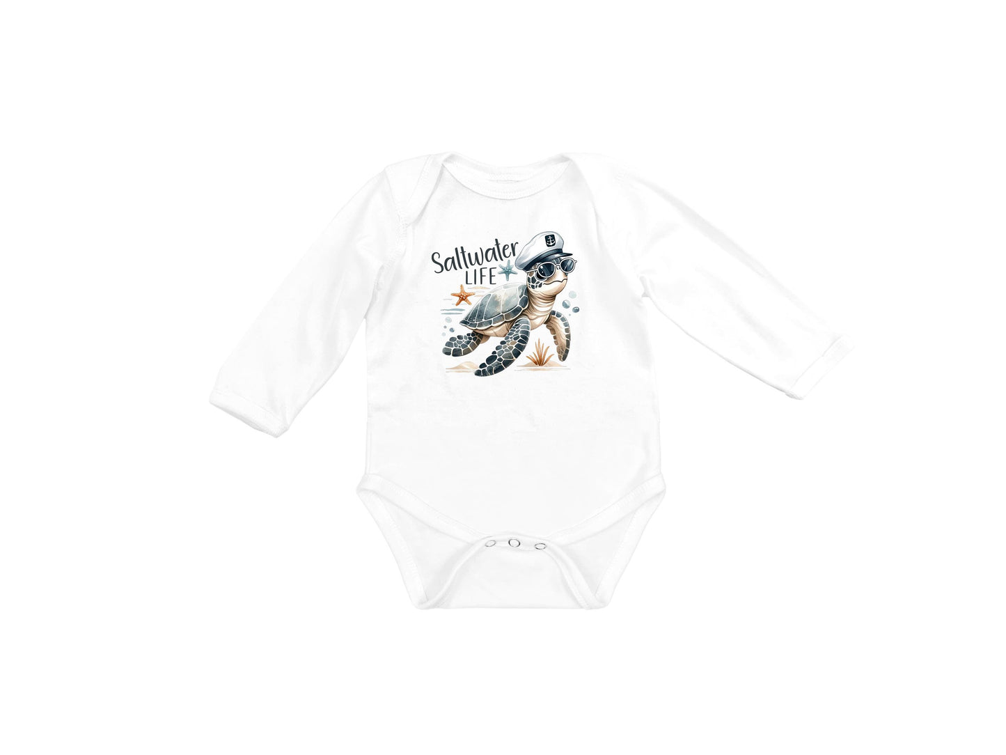 Baby Bodysuit, Saltwater Life One Piece Baby Suit, Baby Gift, Long / Short Sleeve, 0-18 Months size