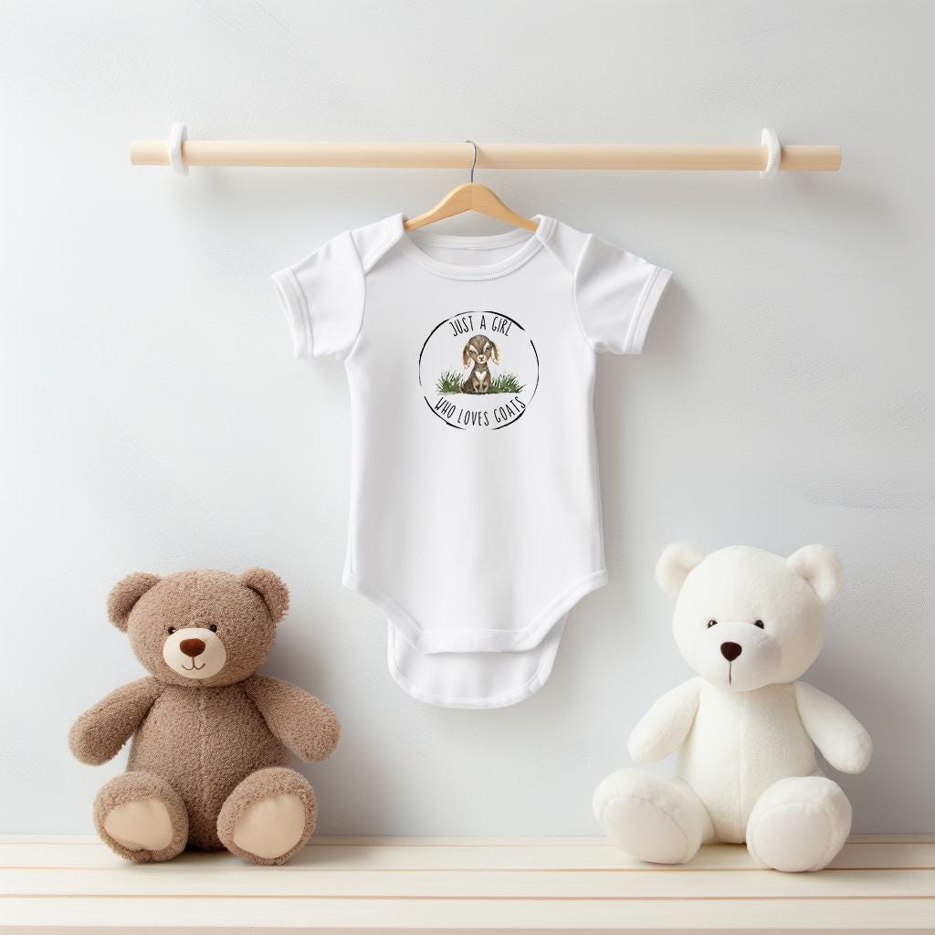 Baby Bodysuit, Just a Girl Who Loves Goats One Piece Baby Suit, Baby Gift, Long / Short Sleeve, 0-18 Months size