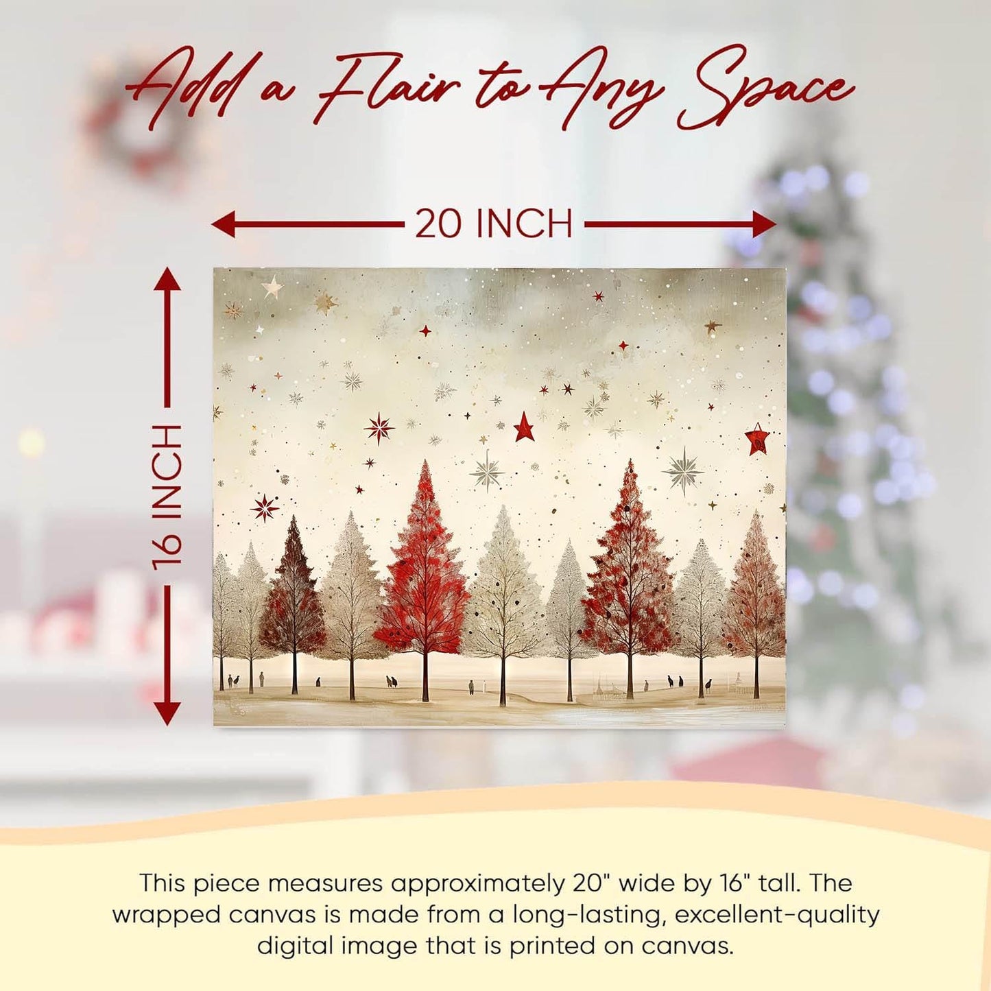 20x16 Minimalist Christmas Trees Wall Art Canvas Print