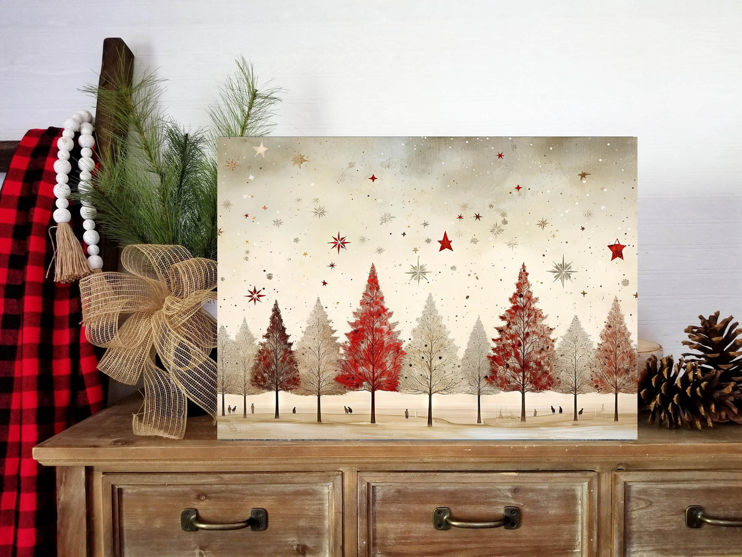 20x16 Minimalist Christmas Trees Wall Art Canvas Print