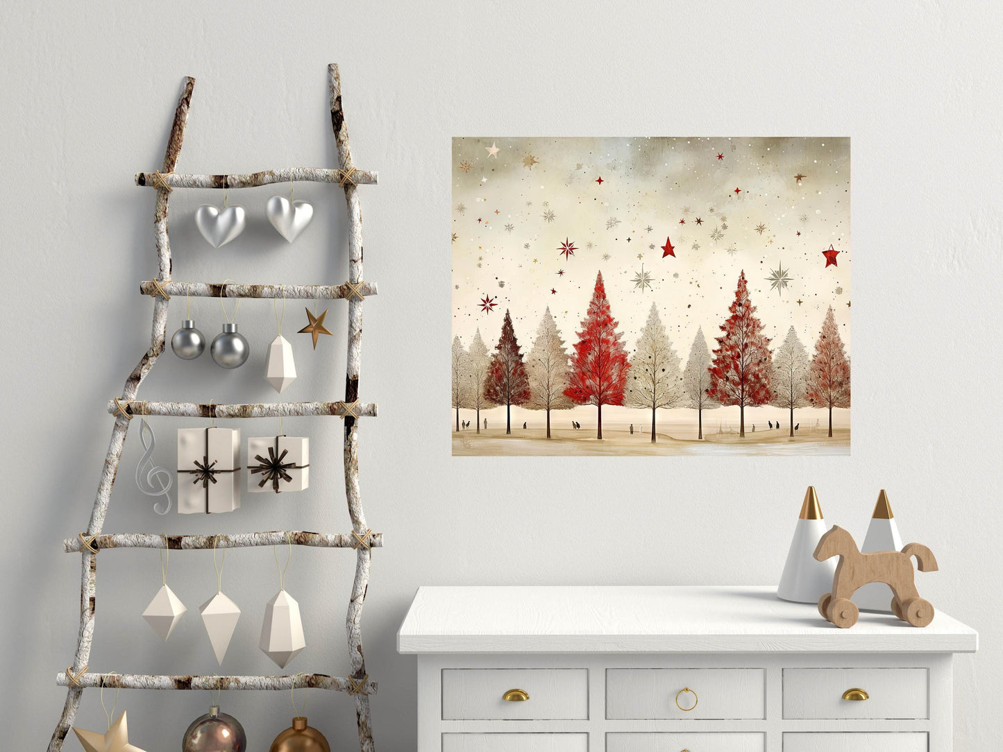 20x16 Minimalist Christmas Trees Wall Art Canvas Print