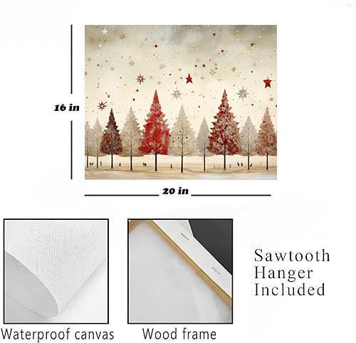 20x16 Minimalist Christmas Trees Wall Art Canvas Print