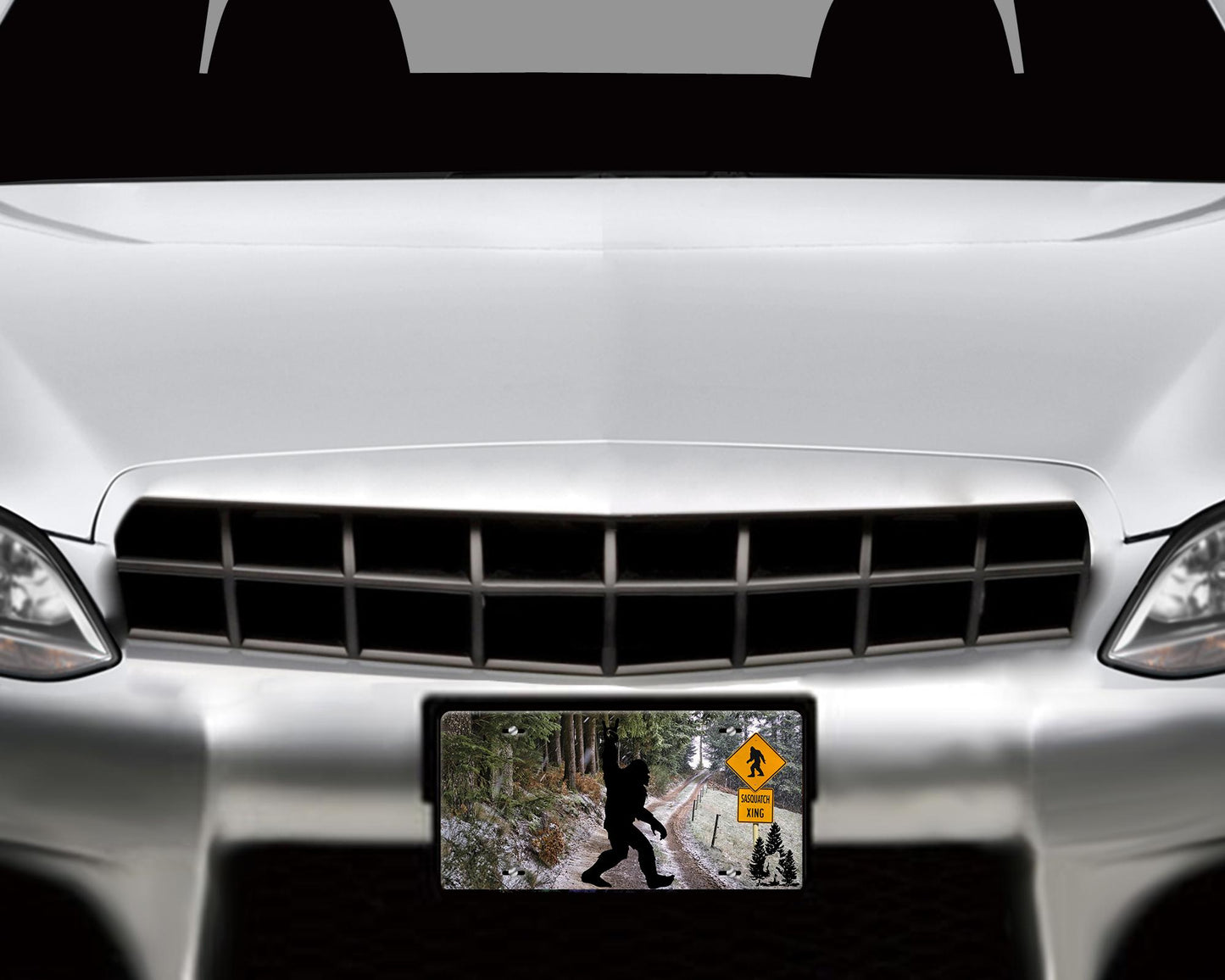 Vanity Front License Plate, Sasquatch Crossing Aluminum Vanity License Plate Car Accessory Decorative Front Plate