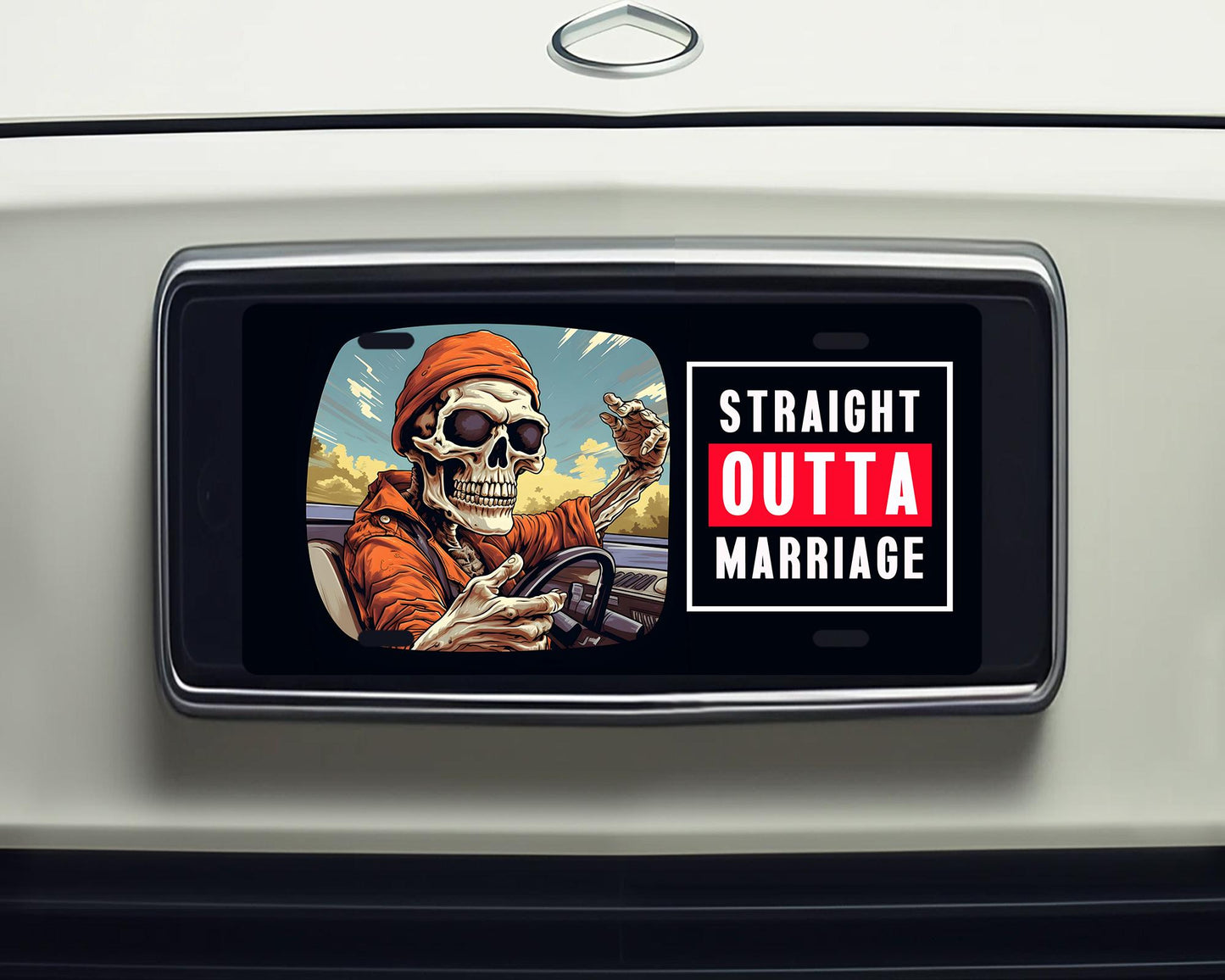 Funny Vanity License Plate, Straight Outta Marriage Aluminum Vanity License Plate Car Accessory Decorative Front Plate