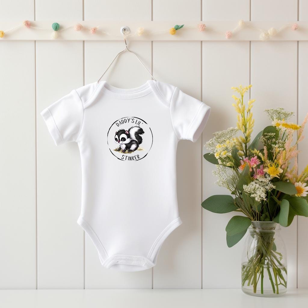 Baby Bodysuit, Daddy's Little Stinker One Piece Baby Suit, Baby Gift, Long / Short Sleeve, 0-18 Months size