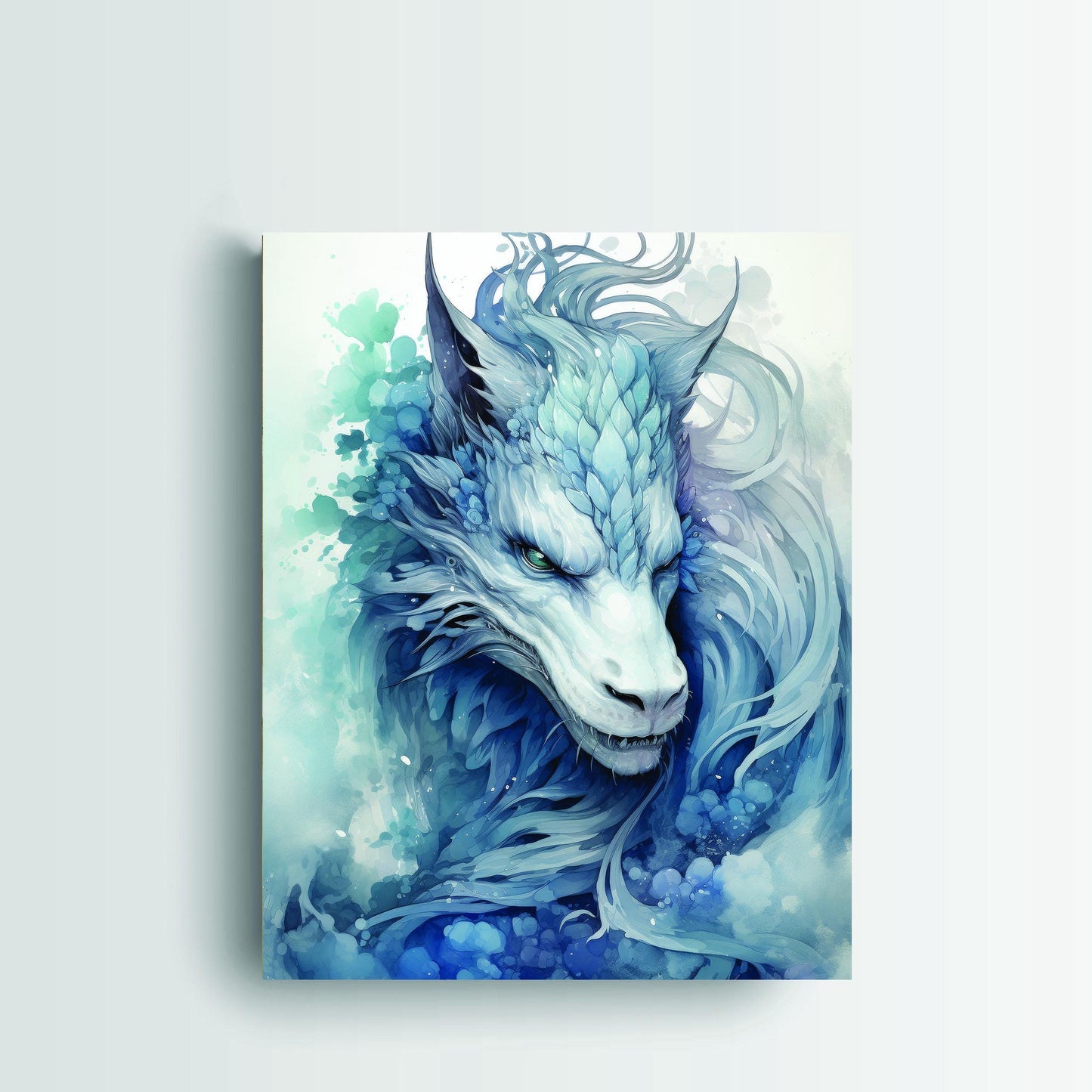 11x14 Blue Dragon Wall Art Canvas Print