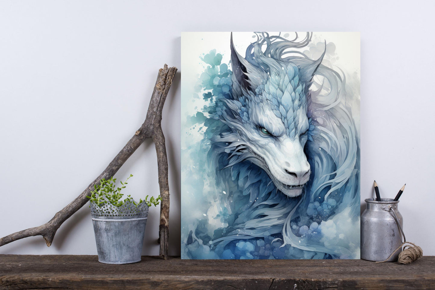 11x14 Blue Dragon Wall Art Canvas Print