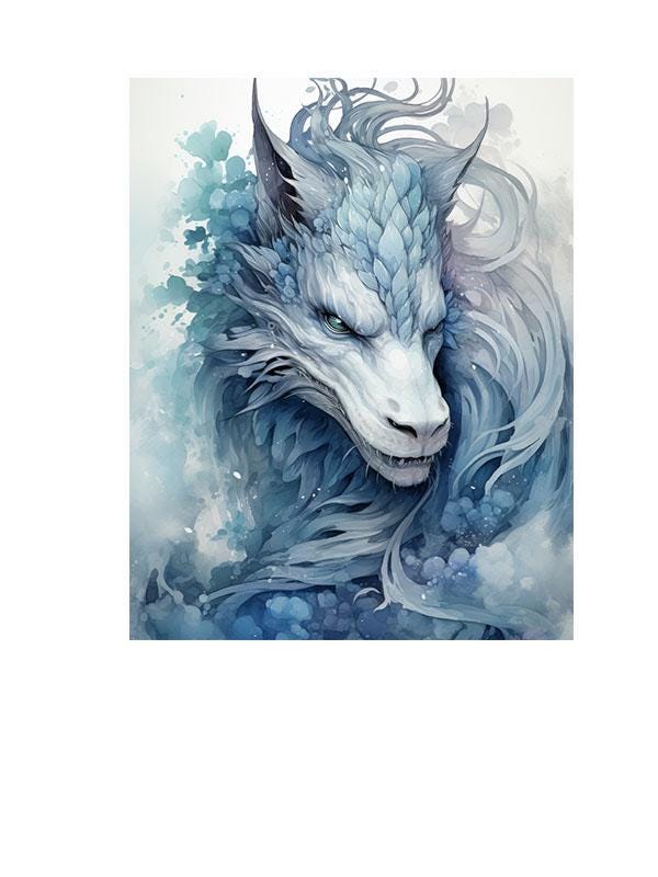 11x14 Blue Dragon Wall Art Canvas Print