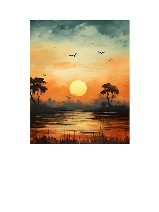 16x20 Sunset Savanah Wall Art Canvas Print