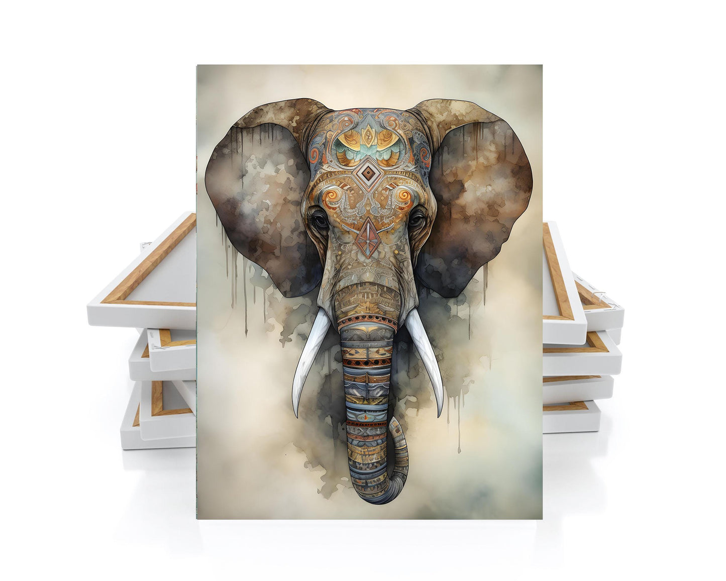 16x20 Tribal Elephant Wall Art Canvas Print