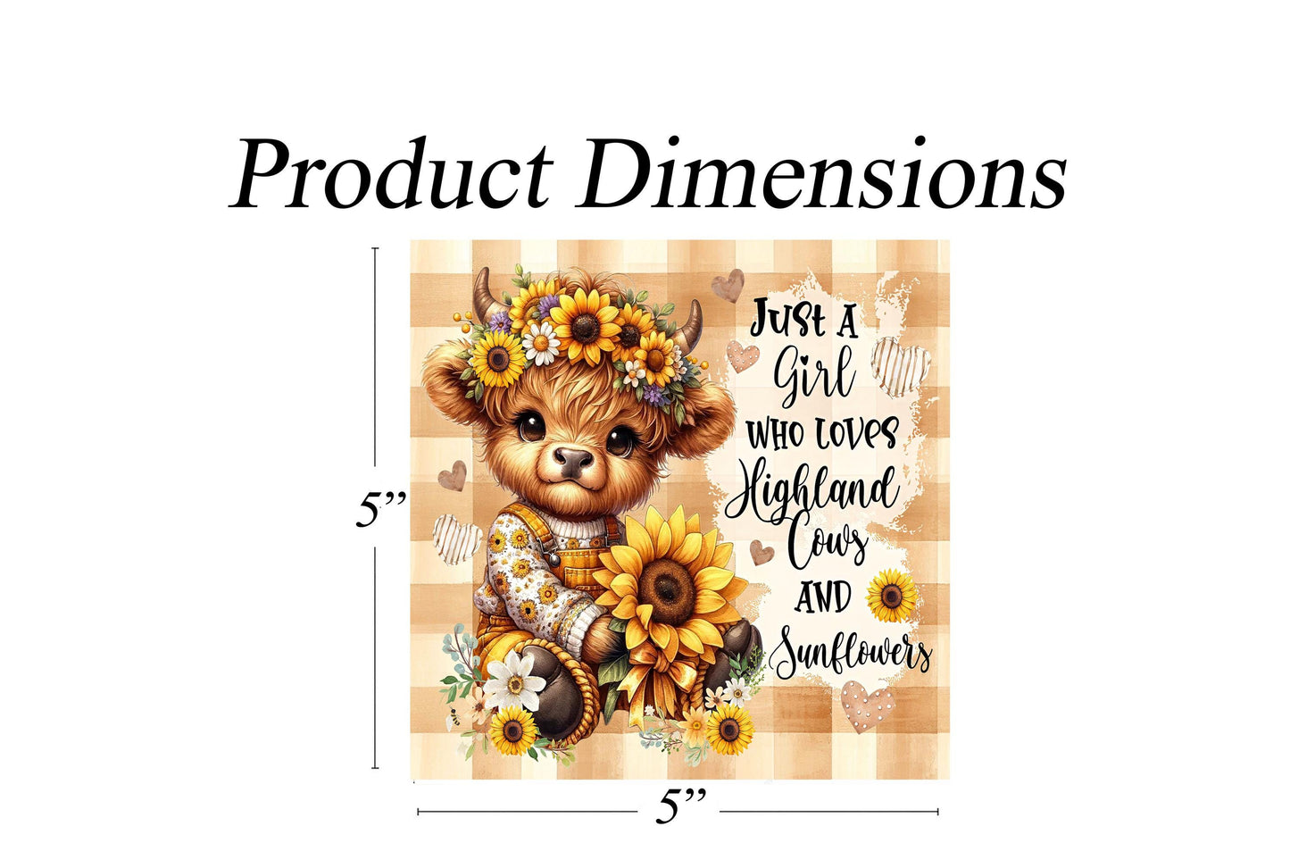 Highland Cow and Sunflowers Hanging Wall Mini Sign Wood Home Decor, Door Hanger, Wreath Sign