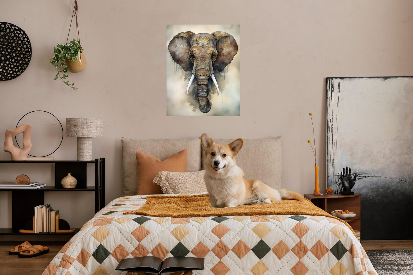 16x20 Tribal Elephant Wall Art Canvas Print